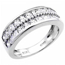 Load image into Gallery viewer, Sterling Silver Two Lines of Princess-Cut Clear Cz Eternity Ring with Ring Width of 7.5MM