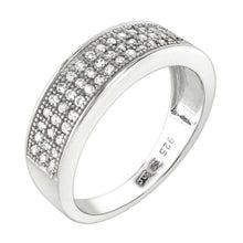 Load image into Gallery viewer, Sterling Silver Three Lines Pave CZ RingAnd Width 6.5 mm