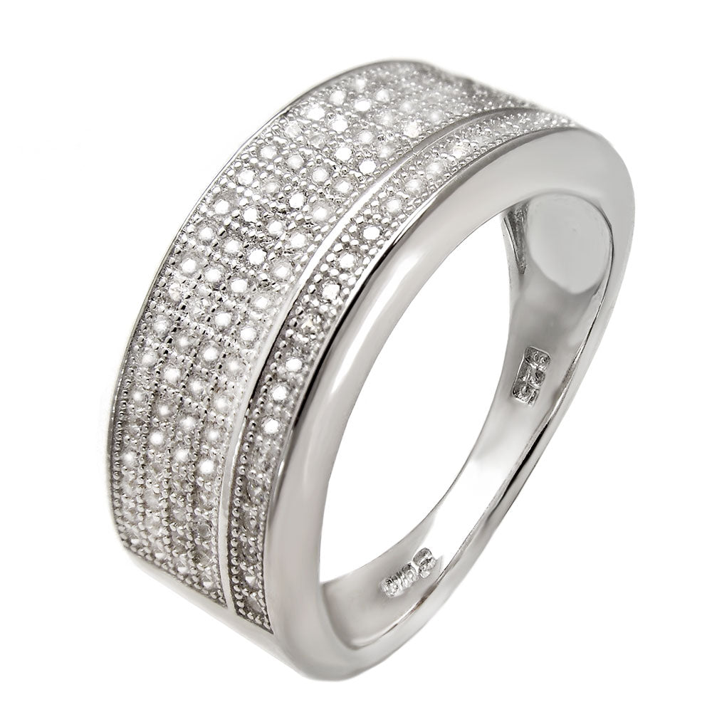 Sterling Silver Micro Pave Cubic Zirconia Band Ring