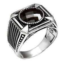 Load image into Gallery viewer, Sterling Silver Round Cushion-Cut Black CZ Oxidized Ring