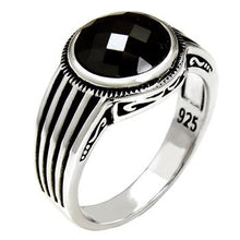 Load image into Gallery viewer, Sterling Silver Cushion-Cut Round Black CZ Oxidized Ring