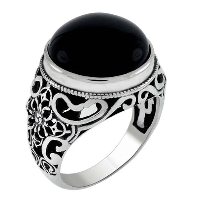 Sterling Silver Round Black Cat Eye Oxidized RingAnd Weight 9.4 gramAnd Width 17mm