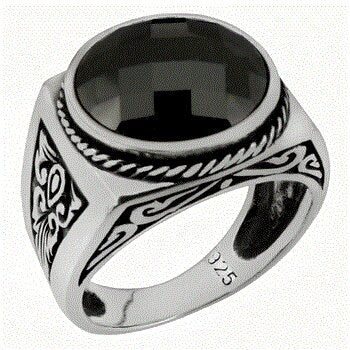 Sterling Silver 12mm Round Cushion-Cut Black CZ Ring