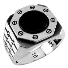 Load image into Gallery viewer, Sterling Silver Black Onyx Ring Width-16mm