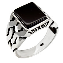 Load image into Gallery viewer, Sterling Silver Rectangular Black Onyx Men Ring
