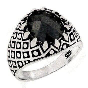 Sterling Silver 8.5mm x 10.5mm Oval Cushion-Cut Black CZ Ring
