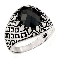 Load image into Gallery viewer, Sterling Silver 8.5mm x 10.5mm Oval Cushion-Cut Black CZ Ring