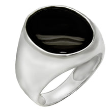 Load image into Gallery viewer, Sterling Silver Oval Onyx Polished Ring