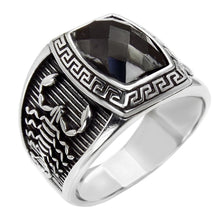Load image into Gallery viewer, Sterling Silver Cushion cut Black Onyx Oxidized Ring