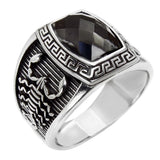 Sterling Silver Cushion cut Black Onyx Oxidized Ring