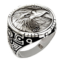 Load image into Gallery viewer, Sterling Silver Eagle Head Coin Men Ring