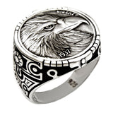 Sterling Silver Eagle Head Coin Men Ring