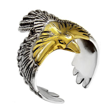 Load image into Gallery viewer, Sterling Silver Gold Brass Flying Eagle Ring
