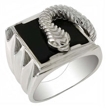 Load image into Gallery viewer, Sterling Silver Black Onyx Snake Shaped Ring