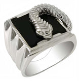 Sterling Silver Black Onyx Snake Shaped Ring