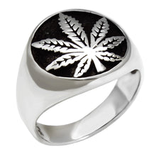 Load image into Gallery viewer, Sterling Silver Marijuana Leaf Oxidized Ring