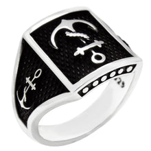 Load image into Gallery viewer, Sterling Silver Anchor Oxidized Ring
