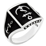 Sterling Silver Anchor Oxidized Ring