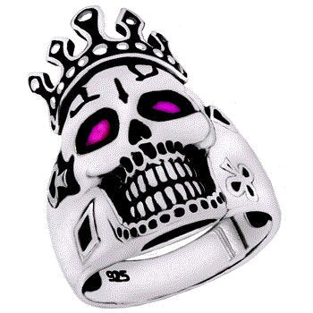 Sterling Silver Skull Crown Oxidized Ring