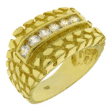 Sterling Silver Gold Plated Nugget With Channel Set Cubic Zirconia Ring