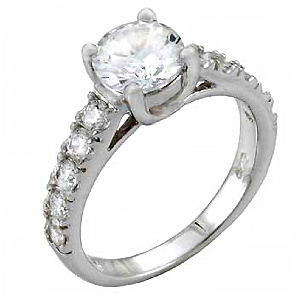 Sterling Silver Prong Set Cz Ladies Fashion Ring with Ring Width of 11MM