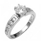 Sterling Silver Channel Set Cz and Prong Set Cz Ladies fashion Ring with Ring Width of 7MM