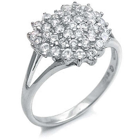 Sterling Silver Fancy Prong Set Cz Heart Ring with Ring Width of 15MM