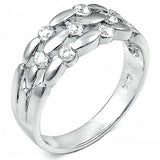 Sterling Silver Fancy Clear Cz Fashion Triple Band Ring with Ring Width of 8MM