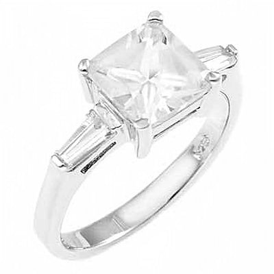 Sterling Silver 8x8mm Princess Cut Engagement Wedding Ring