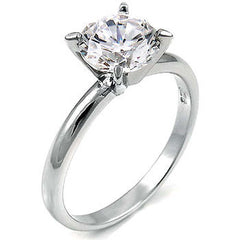 Sterling Silver Fancy 4MM Prong Set Solitaire Engagement Ring with