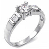 Sterling Silver Stylish Baguette Set Cz and Prong Set Cz Ladies Fashion Ring with Ring Width of 5MM
