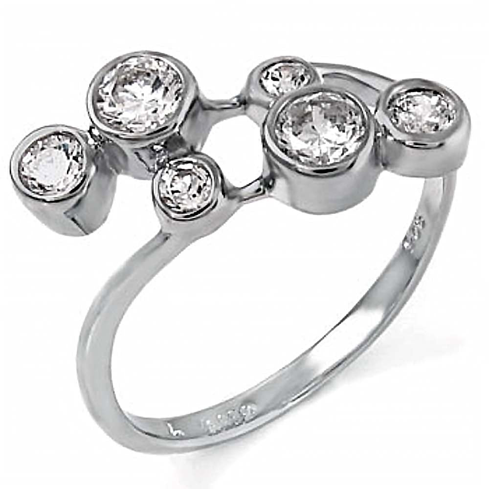 Sterling Silver Stylish Circle Ring with Round Bezel CzAnd Ring width of 11MM