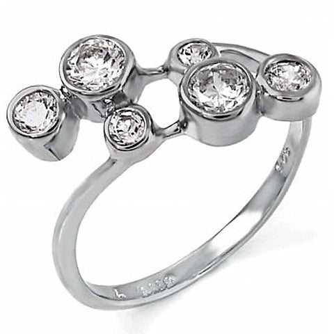 Sterling Silver Stylish Circle Ring with Round Bezel CzAnd Ring width of 11MM
