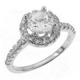 Sterling Silver Cubic Zirconia 7MM Clear Round CZ Ring