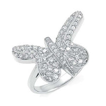 Load image into Gallery viewer, Sterling Silver Fancy Butterfly Ring with Clear Round Cz Embeeded on the ButterflyAnd Ring Width of 18MM