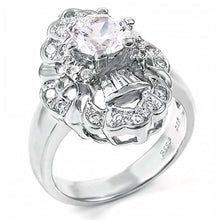 Load image into Gallery viewer, Sterling Silver Fancy Ladies Fashion Ring With Clear CzAnd Ring Width of 7MM