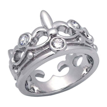 Load image into Gallery viewer, Sterling Silver Clear Cz Crown Ring with Ring Width of 7MM