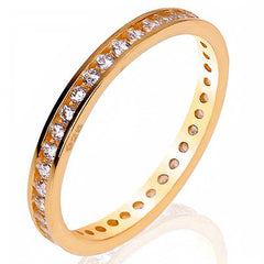 Sterling Silver Eternity Ring with 14k Gold Plate and 2.2MM Round Cz Ring Width of 2.2MM