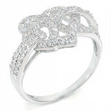 Sterling Silver Fancy Pave Round Cz Intersecting Open Heart ring with Ring Wodth of 12MM