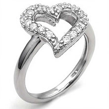 Load image into Gallery viewer, Sterling Silver Open Heart Pave Set Cz Ring with Ring Width of 7MM