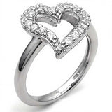 Sterling Silver Open Heart Pave Set Cz Ring with Ring Width of 7MM