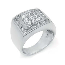 Load image into Gallery viewer, Sterlish Silver Stylish Square Ring with Small Clear Cz in the Outer Part and Medium Clear Cz in the Inner PartAnd Ring Width of 14MM