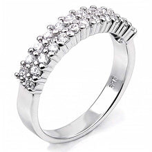 Load image into Gallery viewer, Sterling Silver Ladies Ring with 2 Lines of Prong Set CzAnd Ring Width of 7MM