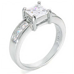 Sterling Silver Fancy Ladies Ring with Channel Set Cz and a Prong Set CzAnd Ring Width of 7MM