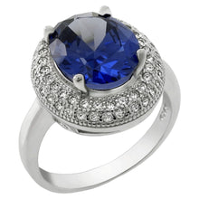 Load image into Gallery viewer, Sterling Silver Oval Simulated Tanzanite CZ Cocktail Ring