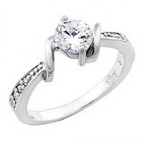 Sterling Silver Ladies Ring with Pave Set Cz and a Prong Set CzAnd Ring Width of 7MM