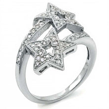 Load image into Gallery viewer, Sterling Silver 2 Star Pave Set Cz Fashion Ring with Ring Width of 22MM