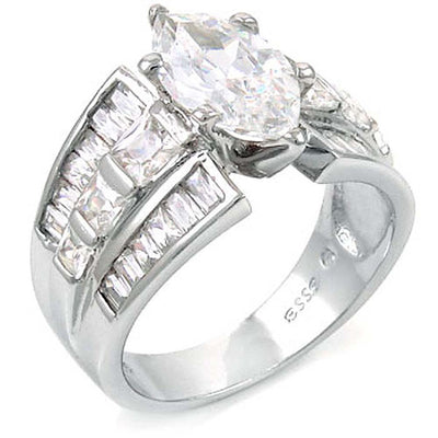 Sterling Silver Fany Engagement Ring with Marquise CzAnd Ring Width of 22MM
