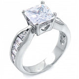 Sterling Silver Fancy Princess Cut Cz and Baguette Cz Engagement Ring