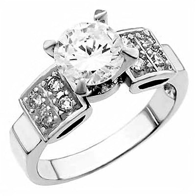 Sterling Silver Fancy Ladies Fashion Ring with 8MM CzAnd Ring Width of 8MM